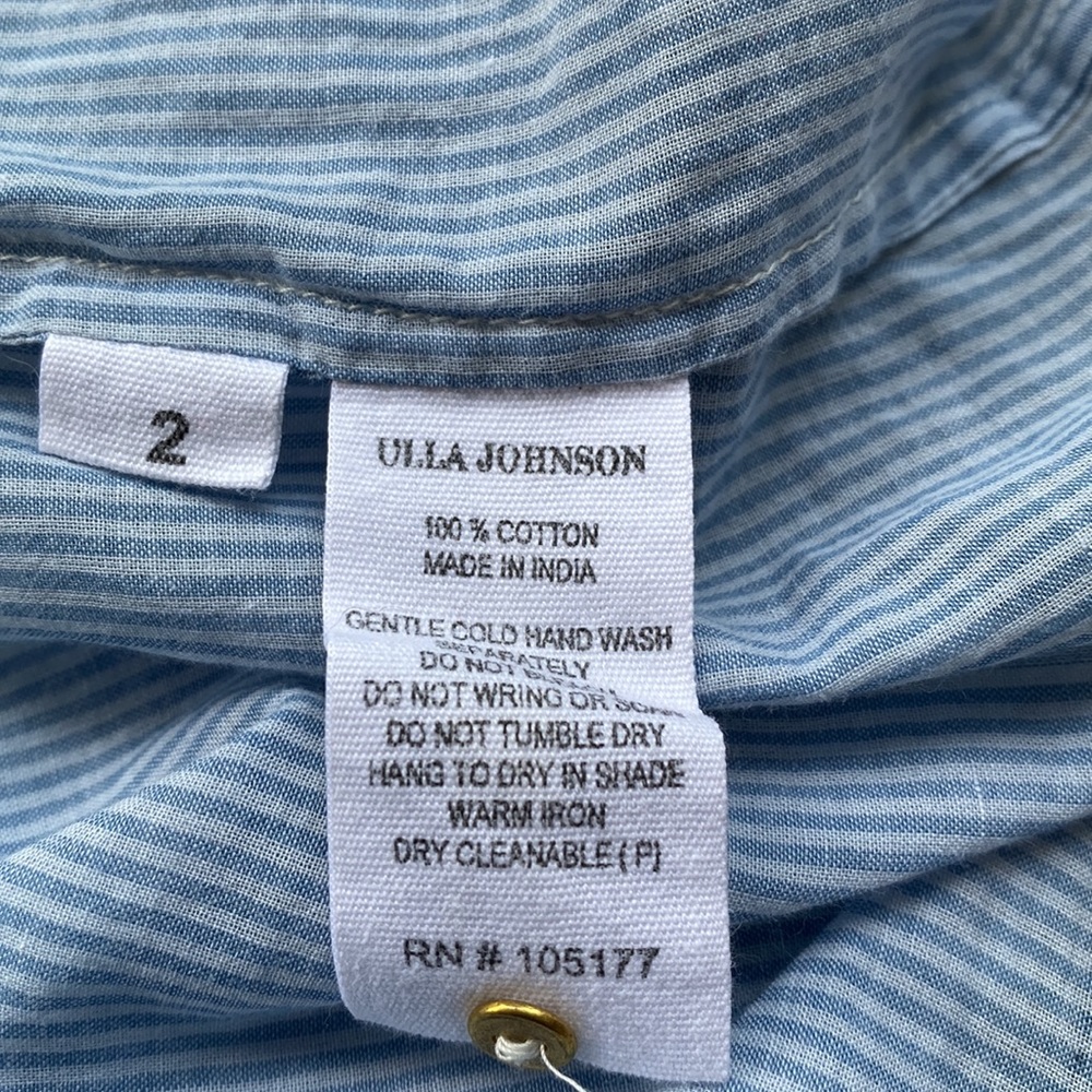 Ulla Johnson from Neiman’s 100% cotton lovely thin blue & white striped blouse - Picture 12 of 12